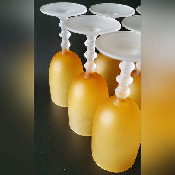 (6) Murano MCM Amber Satin 6" Wine Glasses - Picture 5 of 12
